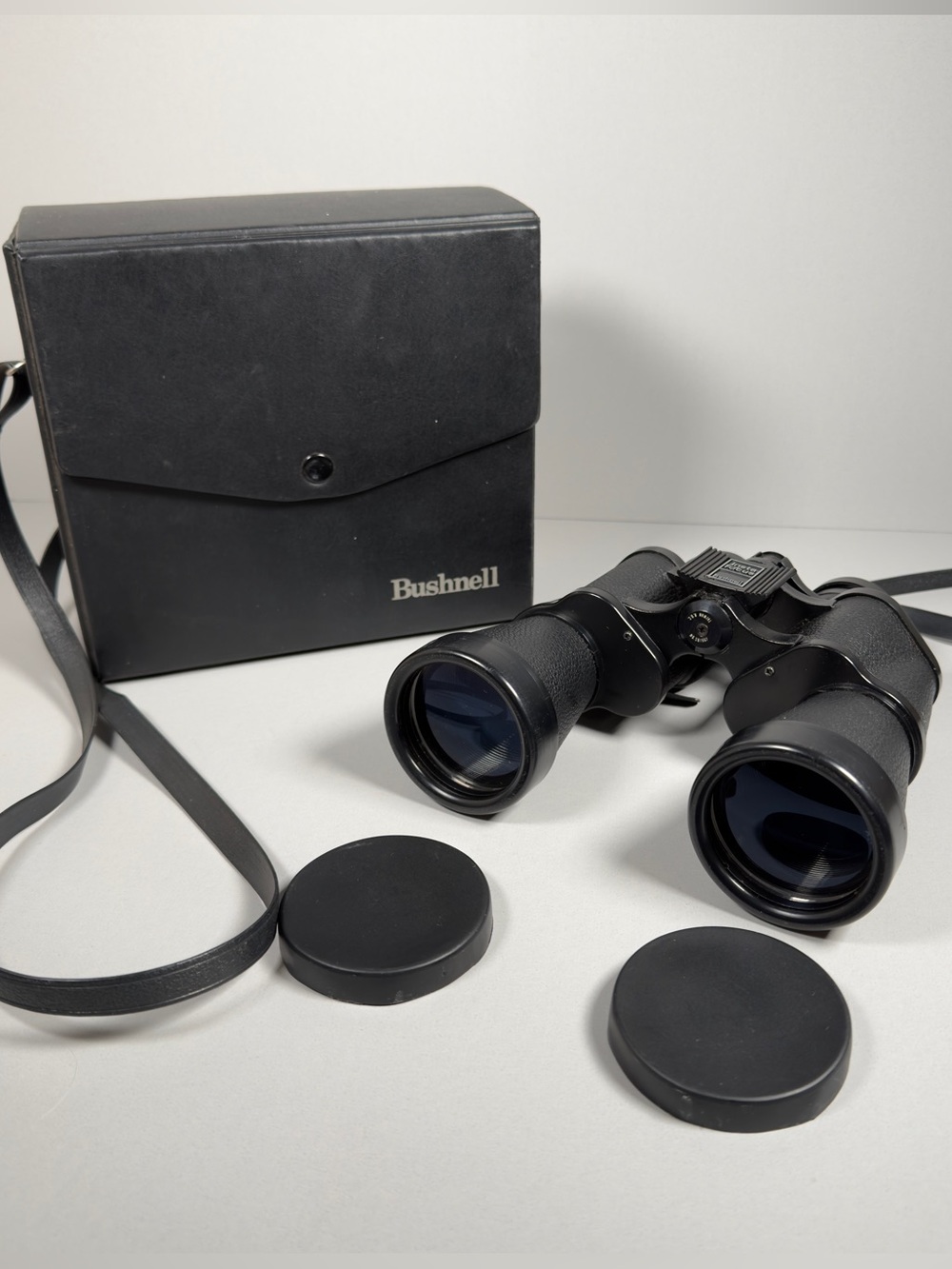 Vintage Bushnell Ensign 10x50 Binoculars Insta-Focus Coated Optics Case Caps